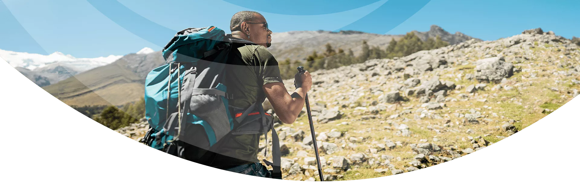 man hiking in the mountains